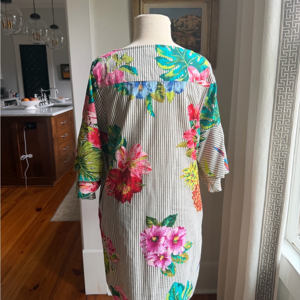 Derhy Floral Striped Dress with Ruffle Sleeves - Picture 4 of 7